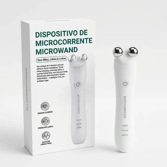 Massageador facial com microcorrente para lifting natural nos olhos e lábios