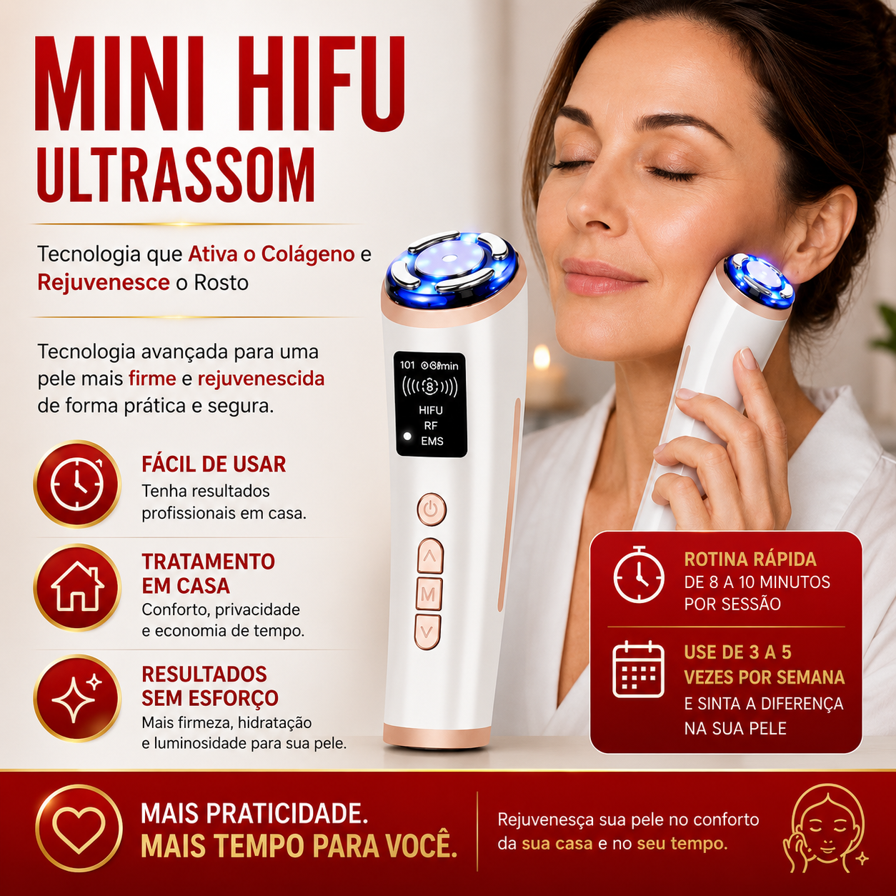 Mini Hifu Ultrassom Portátil Microfocado Para O Rosto