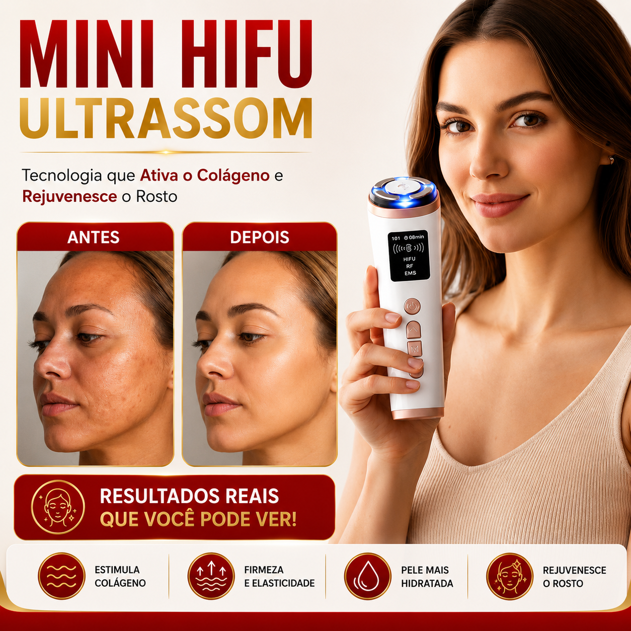 Mini Hifu Ultrassom Portátil Microfocado Para O Rosto