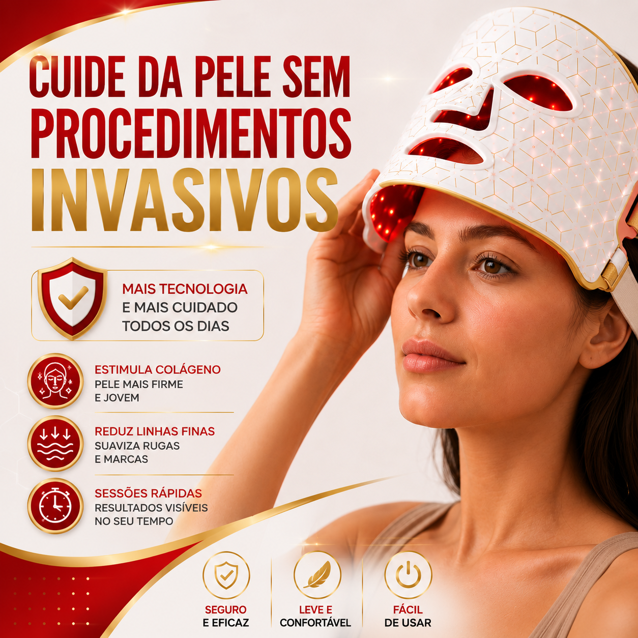 Máscara Facial de Luz LED - DermaLux™