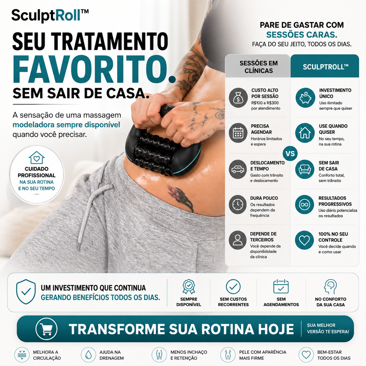 SculptRoll™ - Massageador Para Lipedema e Celulite