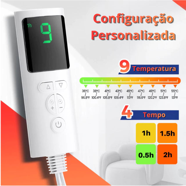 Aquecedor de Pés Elétrico com 9 Níveis de Temperatura